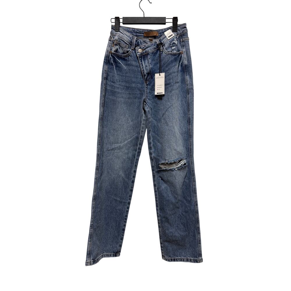 NWT Judy Blue Jeans Rigid front stretch back High Waist distressed Size 1/25
